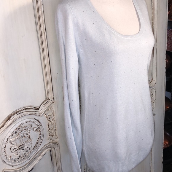 Debbie Morgan Embellished Blue Moon Scoop Neck Long Sleeve Sweater S/M NWT - Picture 3 of 13